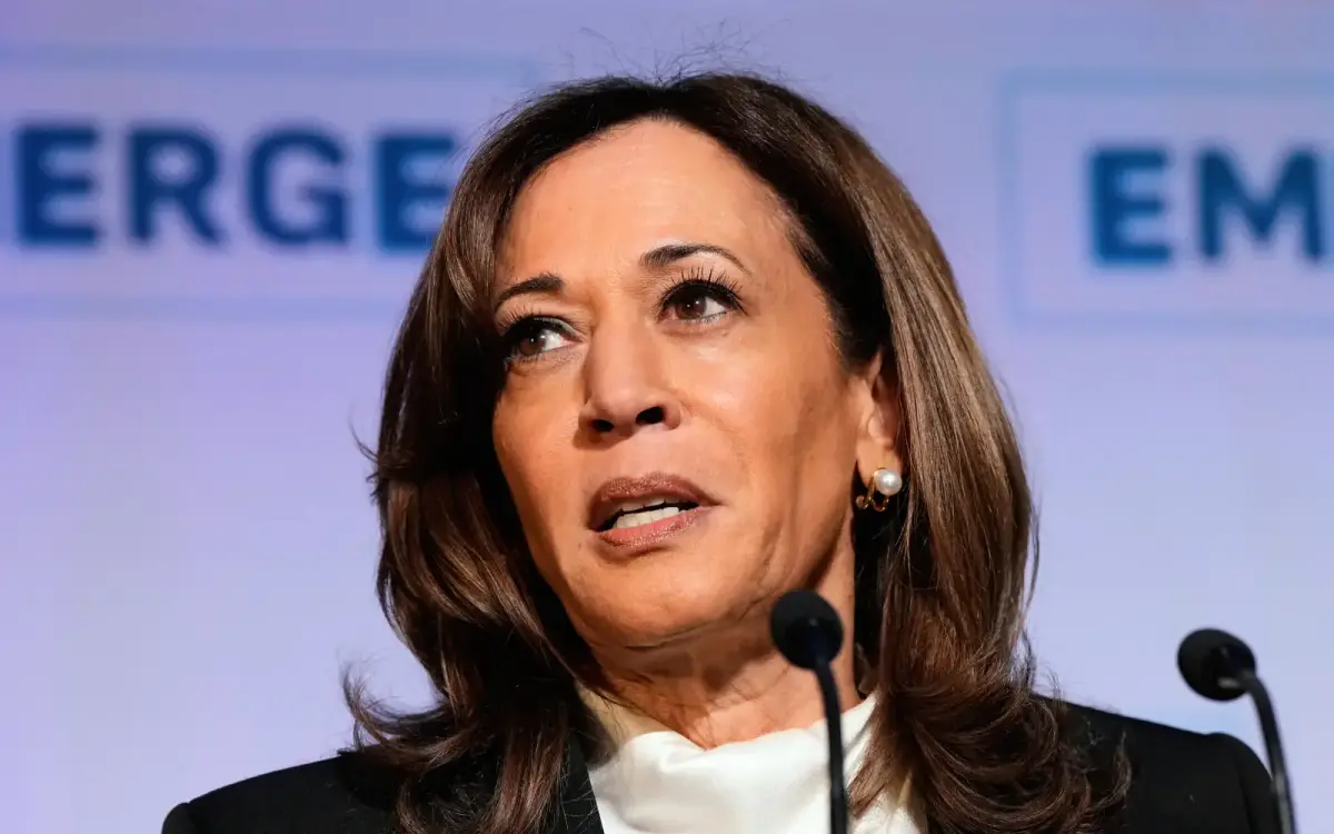 Ex-VP Harris says Trump’s America is ‘self-serving’