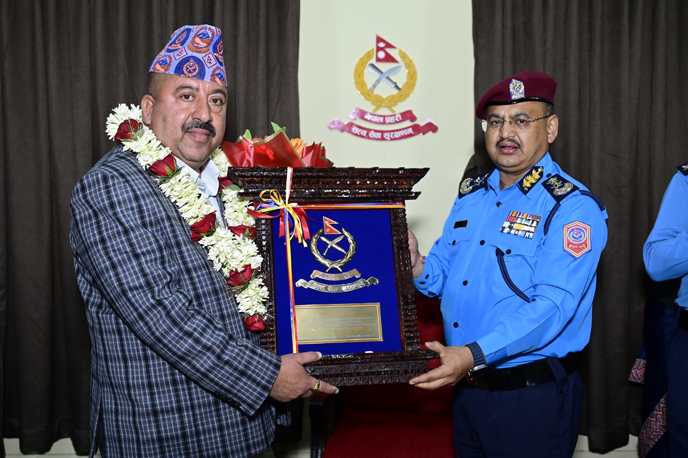 IGP Thapa bids farewell to retiring AIG Lalmani Acharya