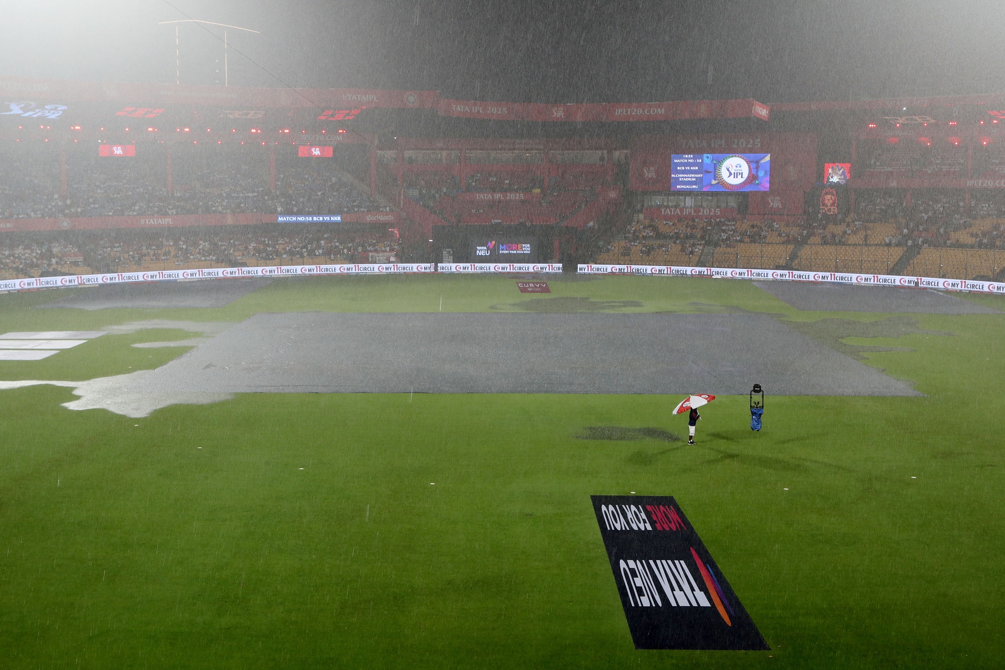 Rain washes out RCB vs KKR, ends Kolkata’s playoff hopes