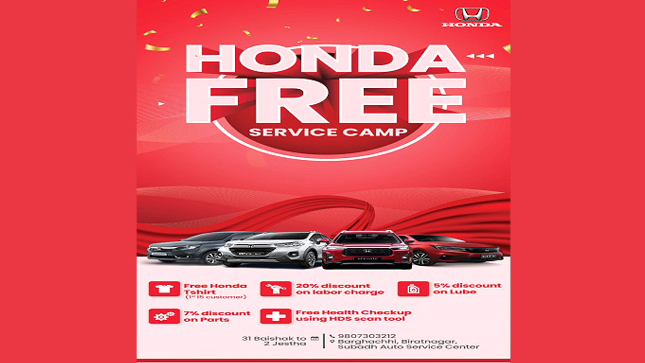 Honda Nepal offers free service camp & test drive in Eastern cities