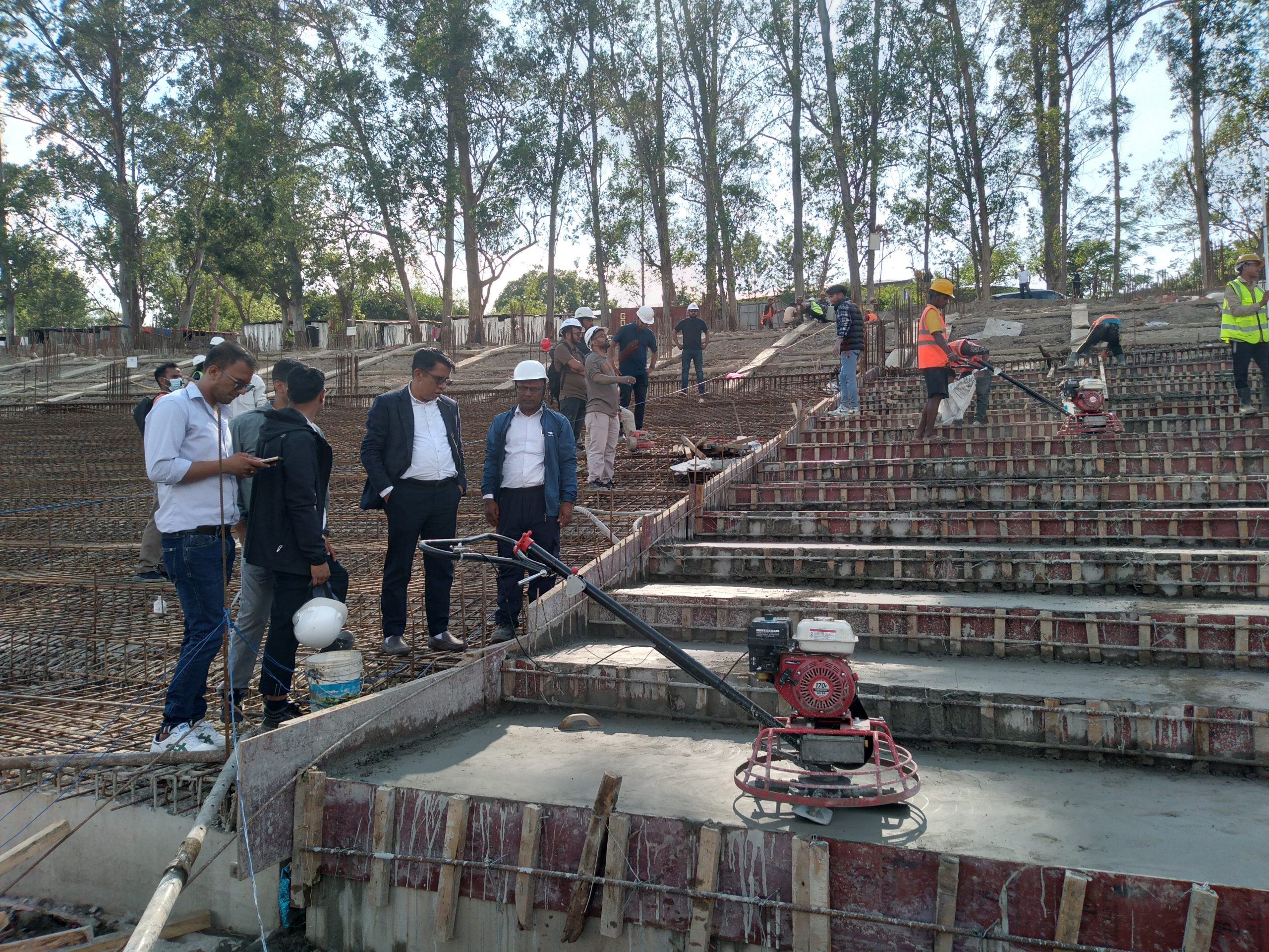 Parapet construction begins at TU cricket stadium