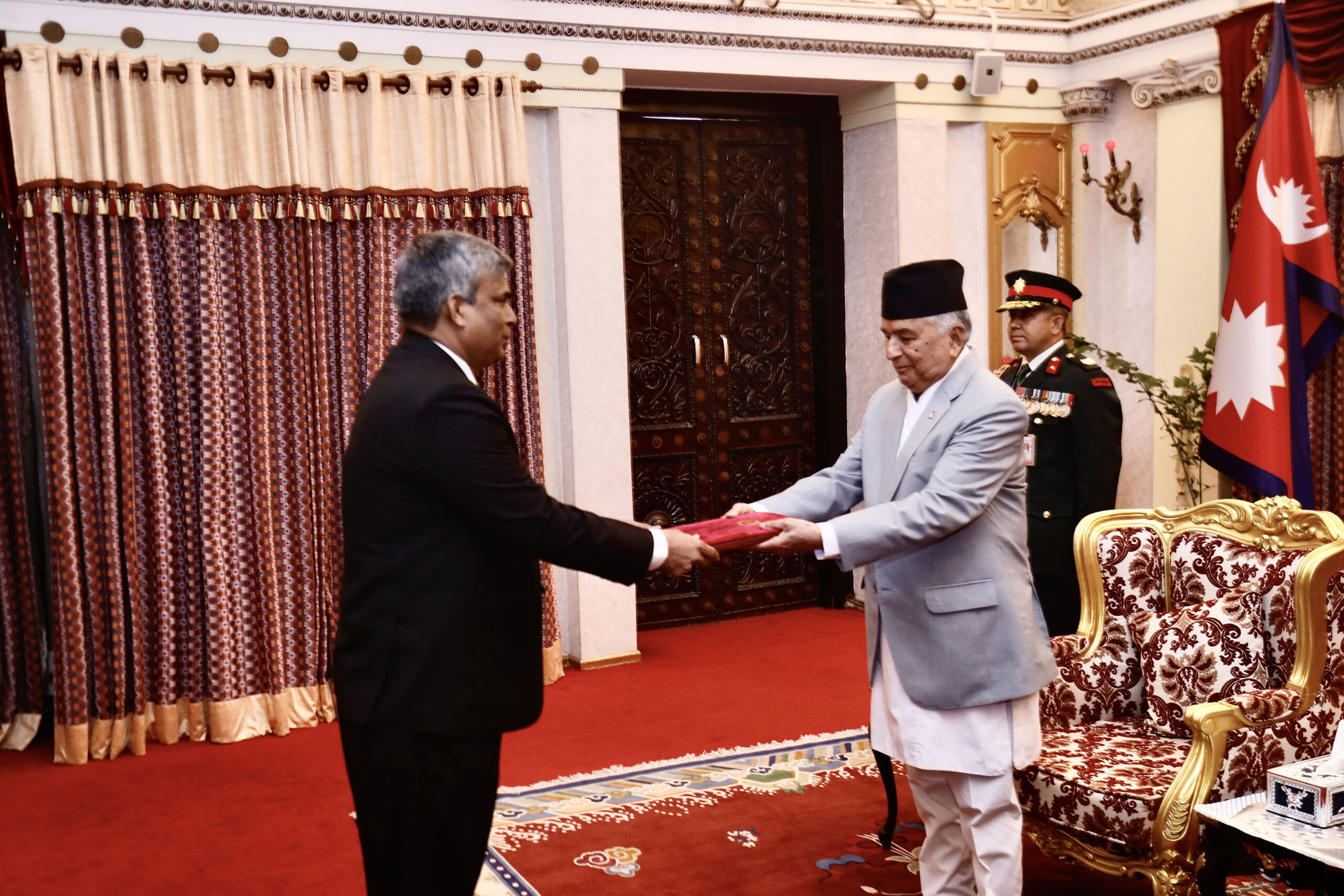 Newly appointed ambassadors present credentials to President Paudel