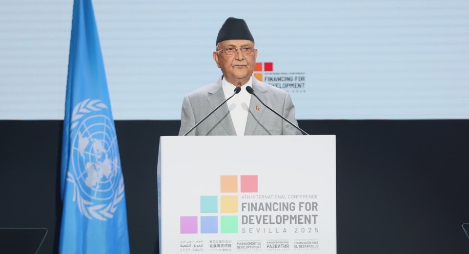 PM Oli urges fair global economic system at Seville Finance Summit
