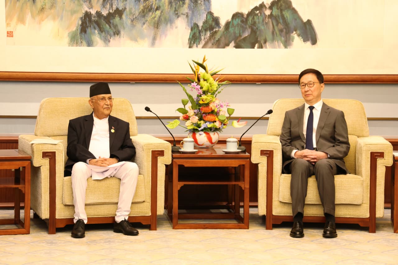 PM Oli meets Chinese VP Han Zheng in Beijing (photos)
