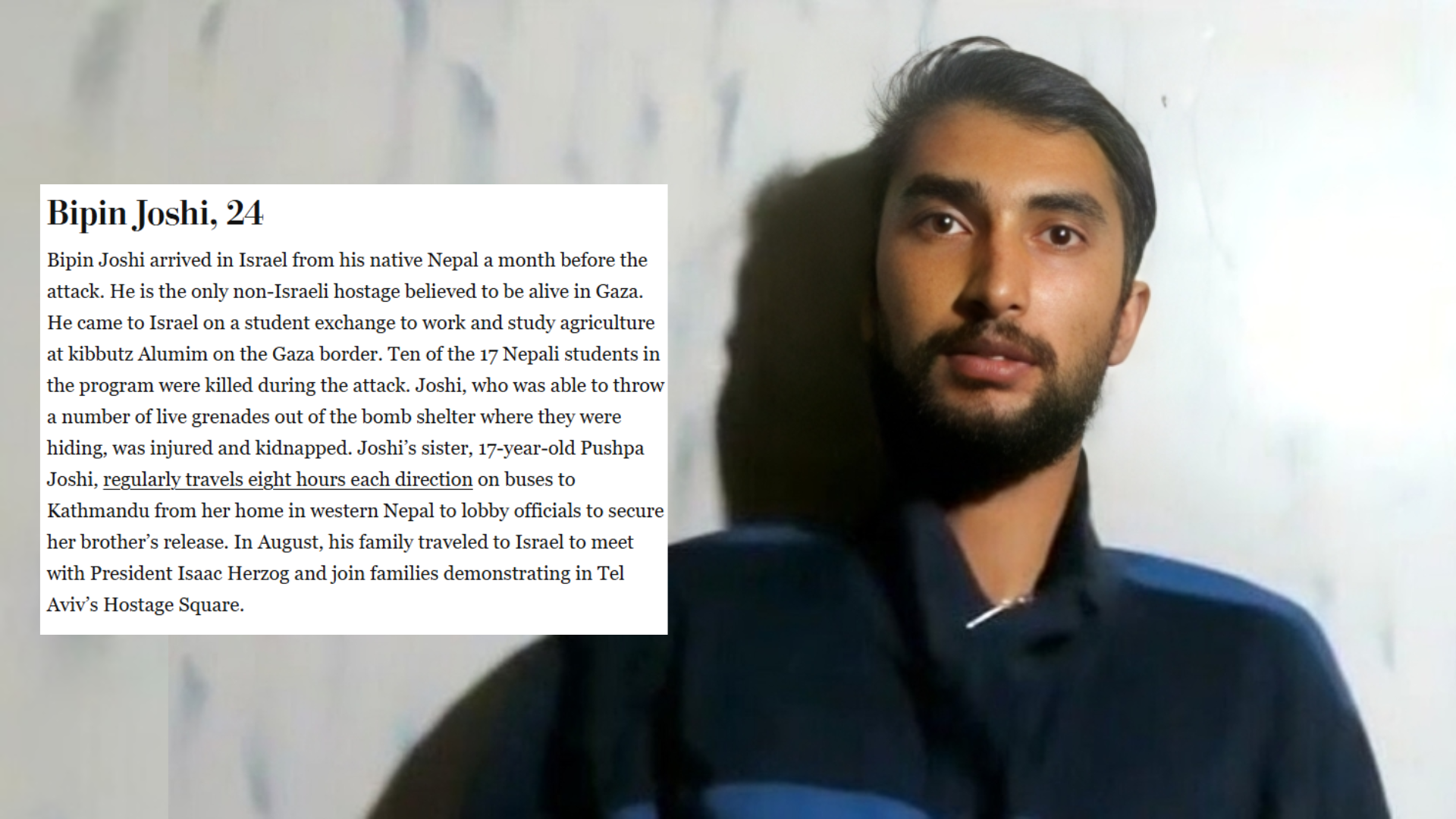 Bipin Joshi among 22 hostages confirmed alive in Israel–Hamas ceasefire deal