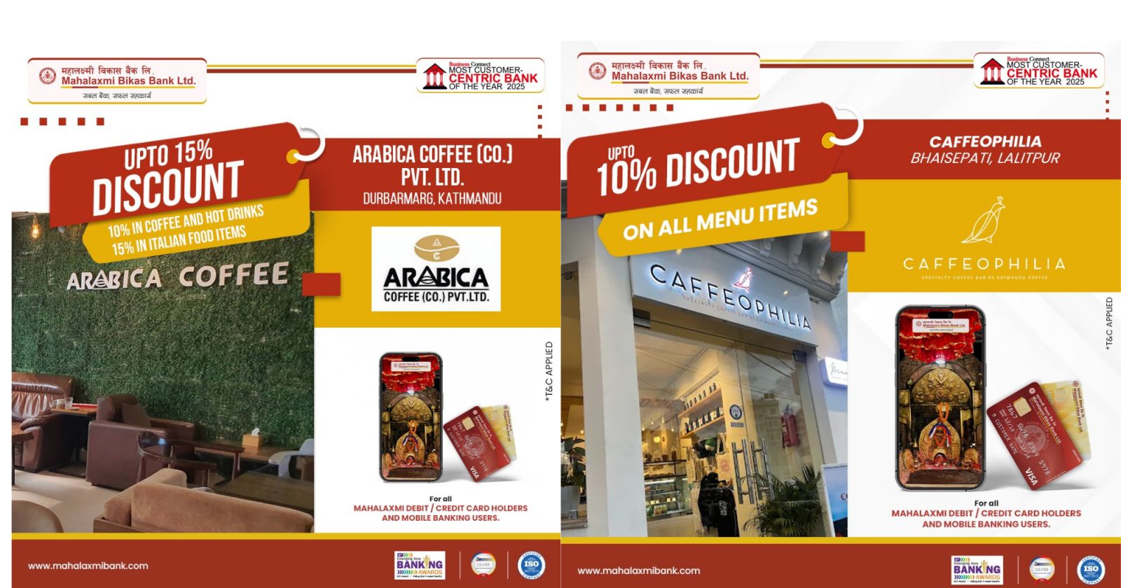 Mahalaxmi Bikas Bank partners with Arabica Coffee & Caffeofilia to offer special discounts