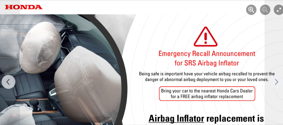 Syakar Trading announces safety recall for Honda models (2001-2014) with free airbag replacement
