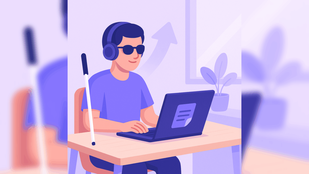 Basic computer training to blind people
