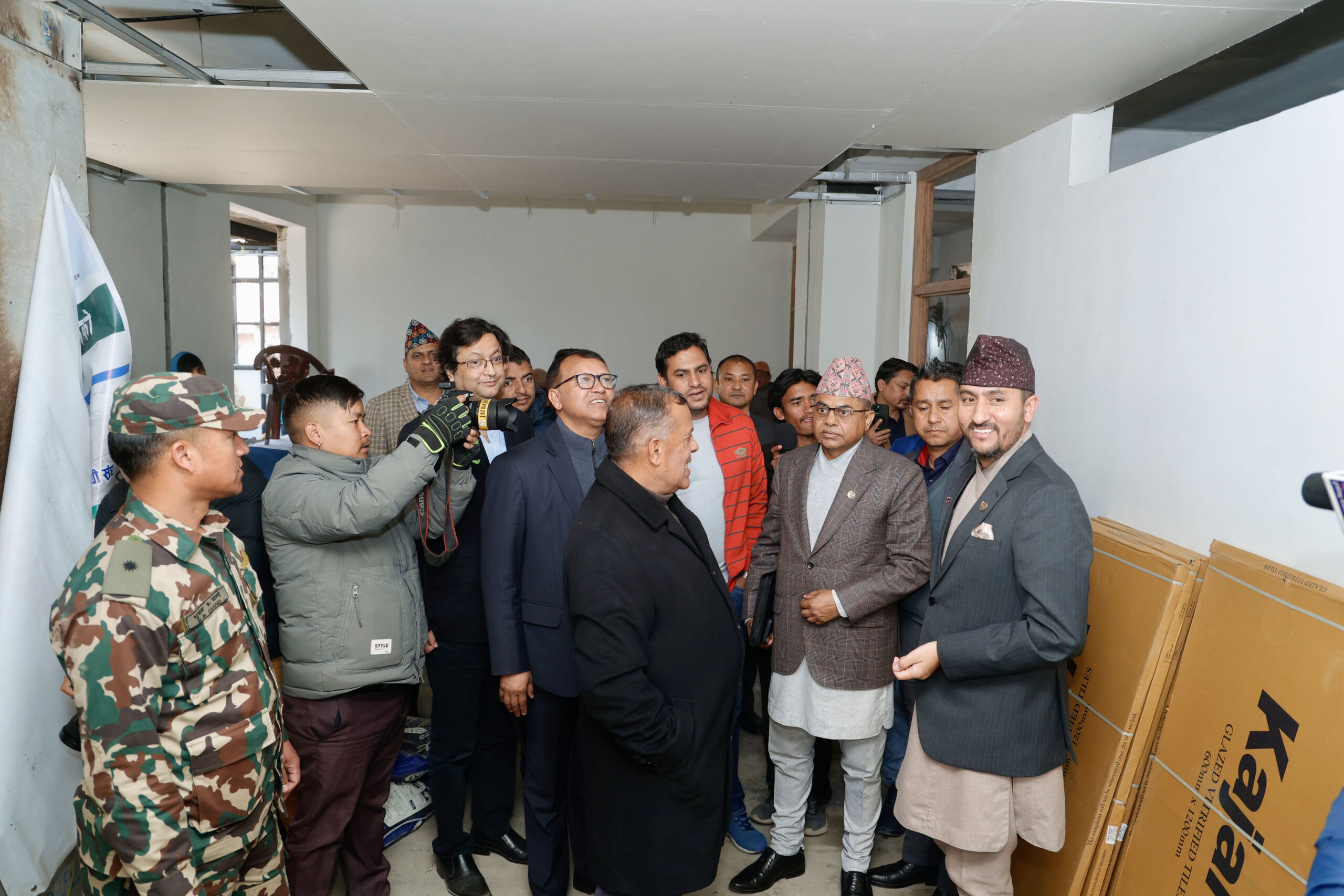 Ministers Sinha & Kharel inspect damaged NC party office