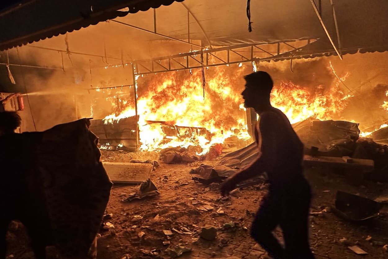 2 dead, 5 injured in separate fires at displacement camps in Gaza, officials say