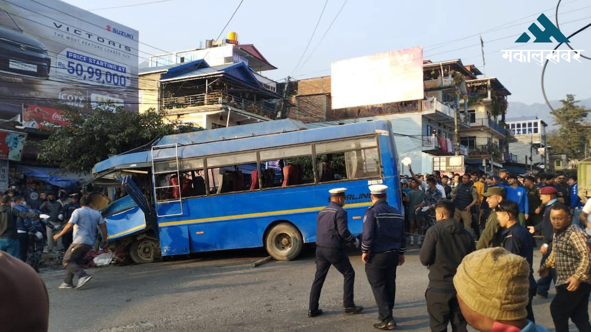Brake failure causes Dharan Zero Point bus crash