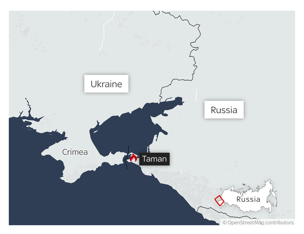 Ukrainian Army strikes Taman Port in Southern Russia