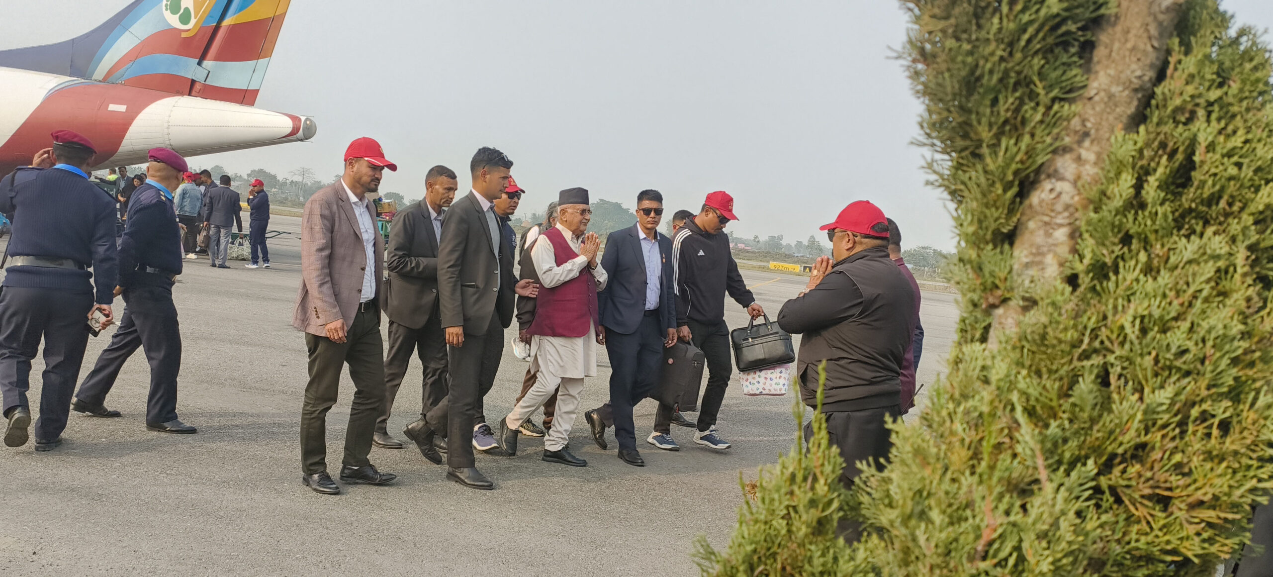 Oli lands in Jhapa
