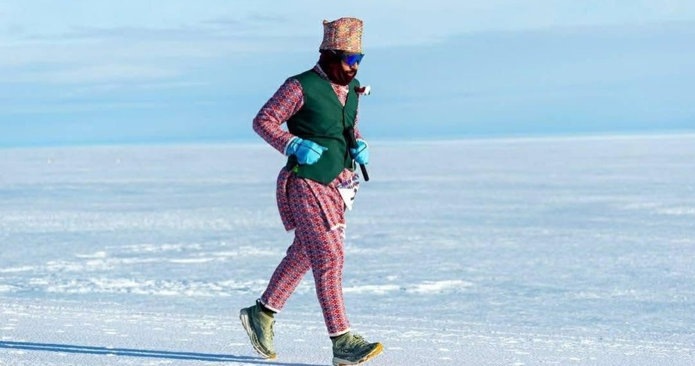 Bal Joshi runs Antarctic marathon in traditional dress