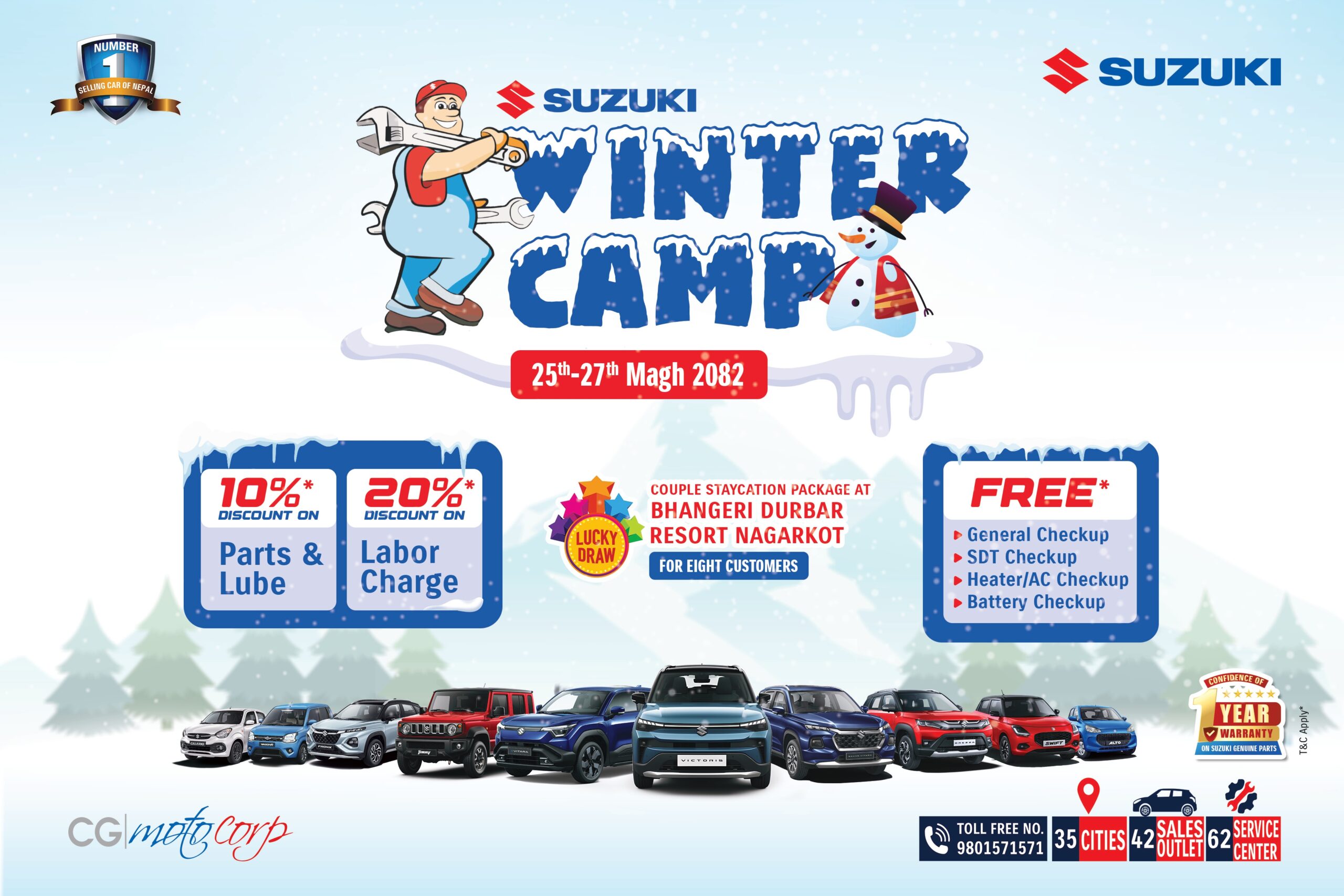 Suzuki announces nationwide Winter Service Camp: Magh 25th–27th