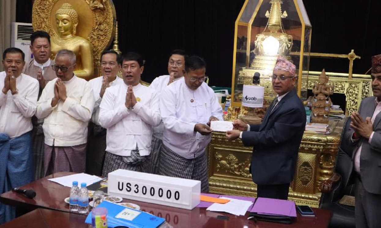 Nepal hands over donation amount to Myanmar