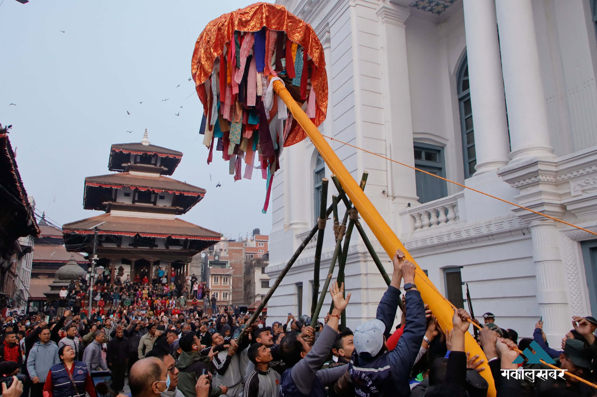 Kathmandu welcomes holi with Chir erection (photos)