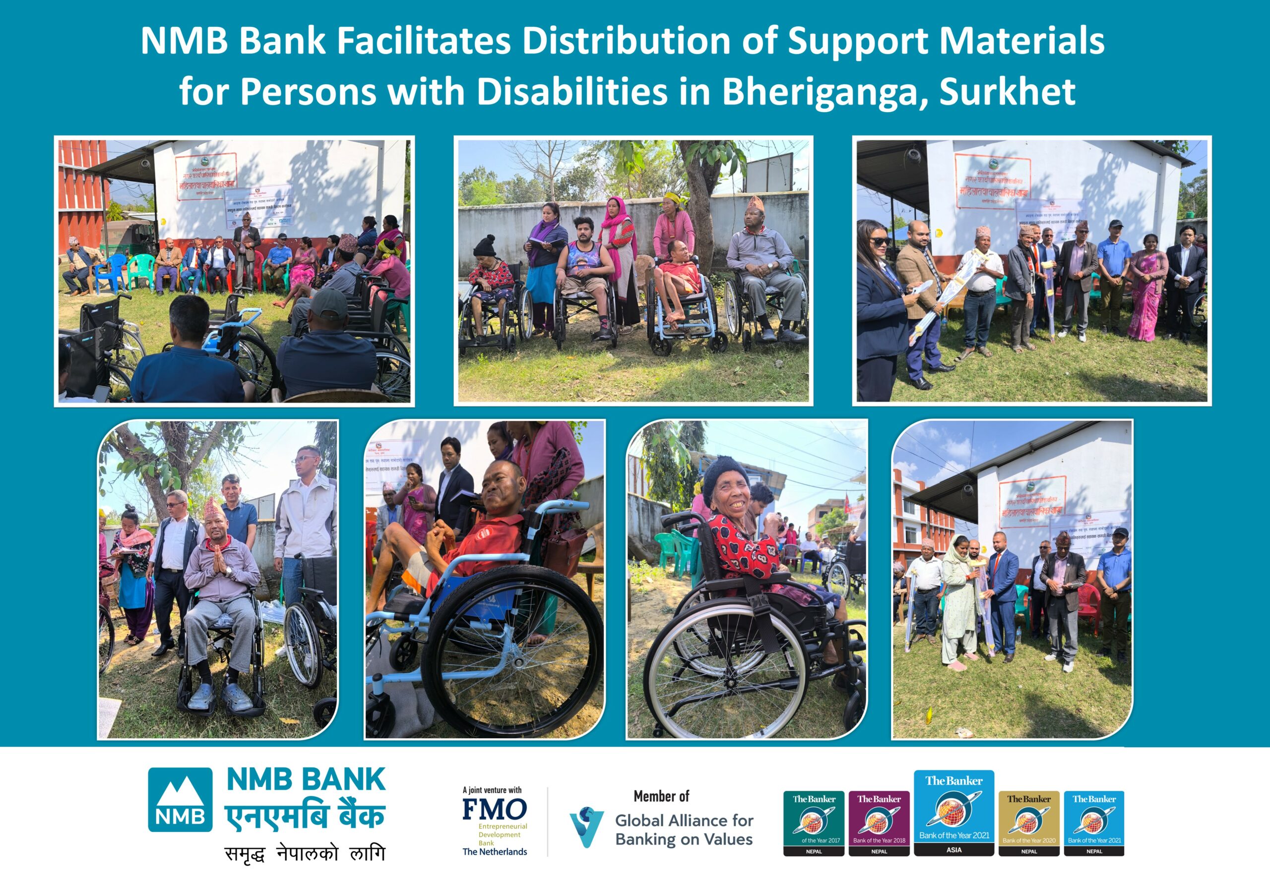 NMB Bank facilitates distribution of support materials for persons with disabilities in Bheriganga