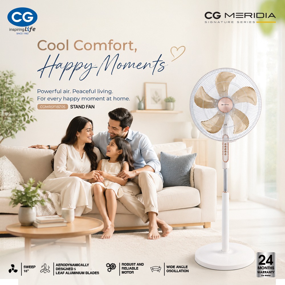 CG launches powerful Meridia stand fan