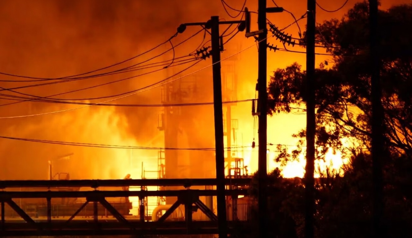 Massive fire at Australian oil refinery