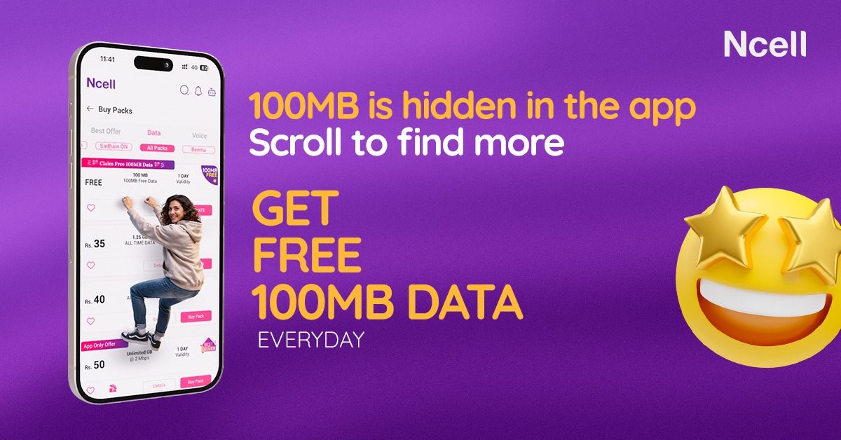 Ncell brings daily 100MB free data & weekly rewards up to 50GB