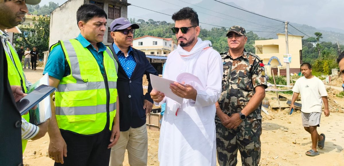 Minister Lamsal inspects Nagdhunga–Muglin road