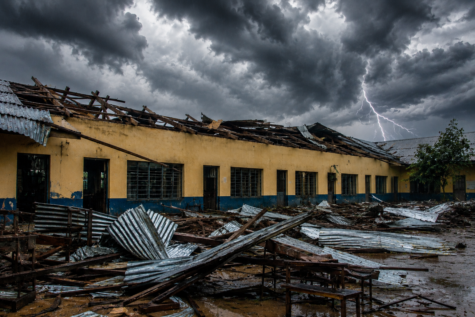 Devastation at Jyoti Secondary School: Lightning and storm ravage roof