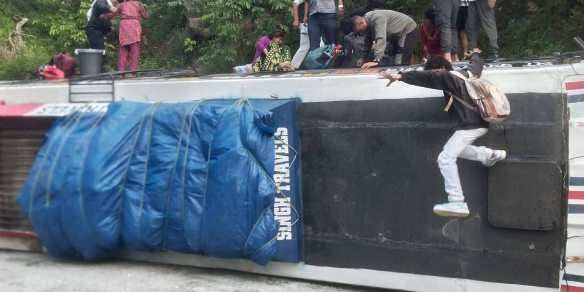 24 injured as bus overturns on in Bajura