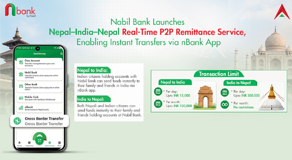 Nabil Bank launched Nepal–India–Nepal Cross-Border P2P Remittance Service