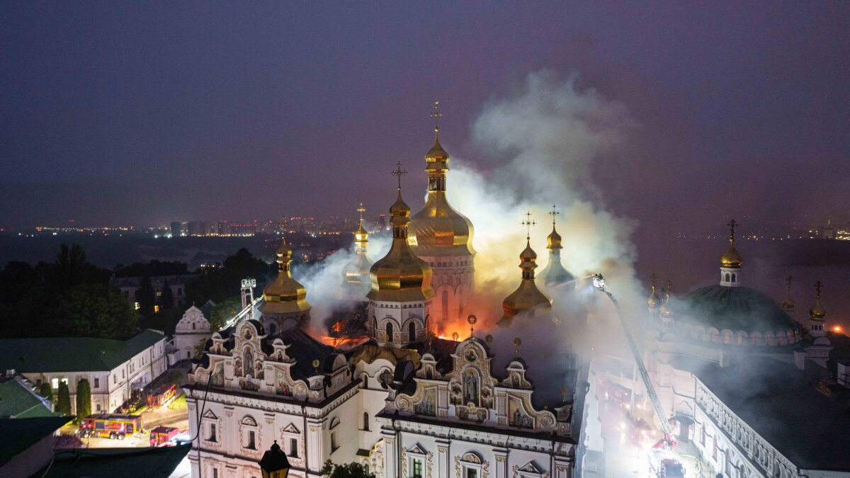 Russian attack sets fire to centuries-old religious site in Kyiv and kills 5 in Kharkiv